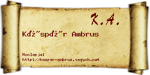 Káspár Ambrus névjegykártya