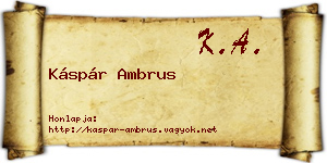 Káspár Ambrus névjegykártya